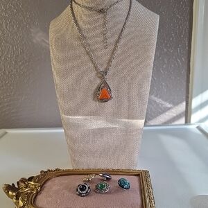 Vintage Silver Snap Necklace with 6 Snaps